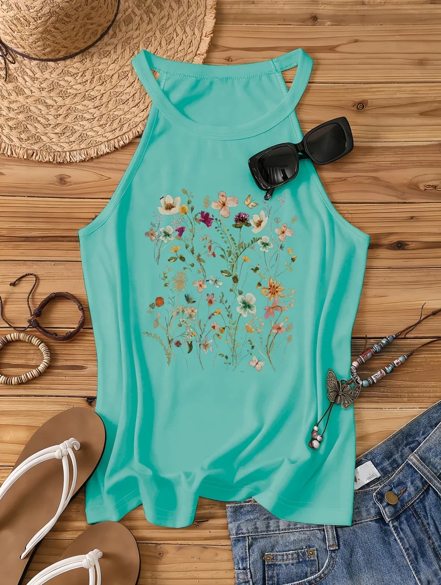 Débardeur Femme Style Bohème à Motif Fleurs Sauvages – Idéal Été et Loisirs - Imagen 5