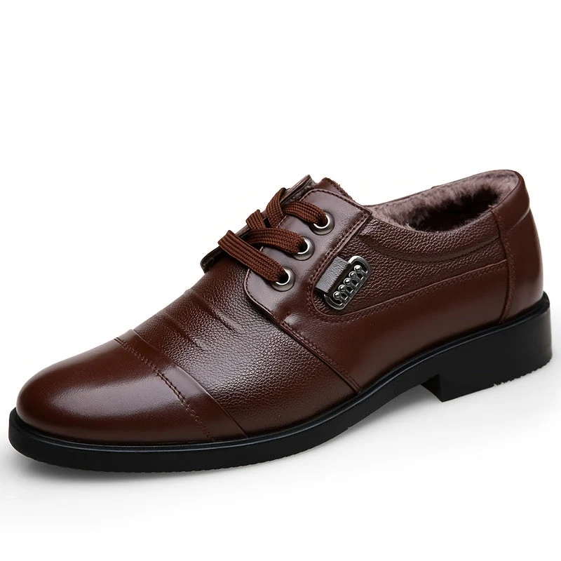 Chaussures homme à lacets doublées chaudes marron foncé - Imagen 5