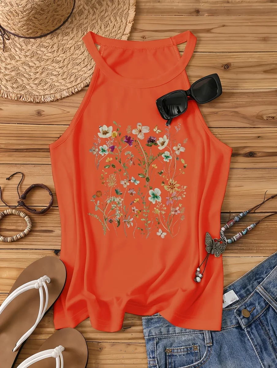 Débardeur Femme Style Bohème à Motif Fleurs Sauvages – Idéal Été et Loisirs - Imagen 4