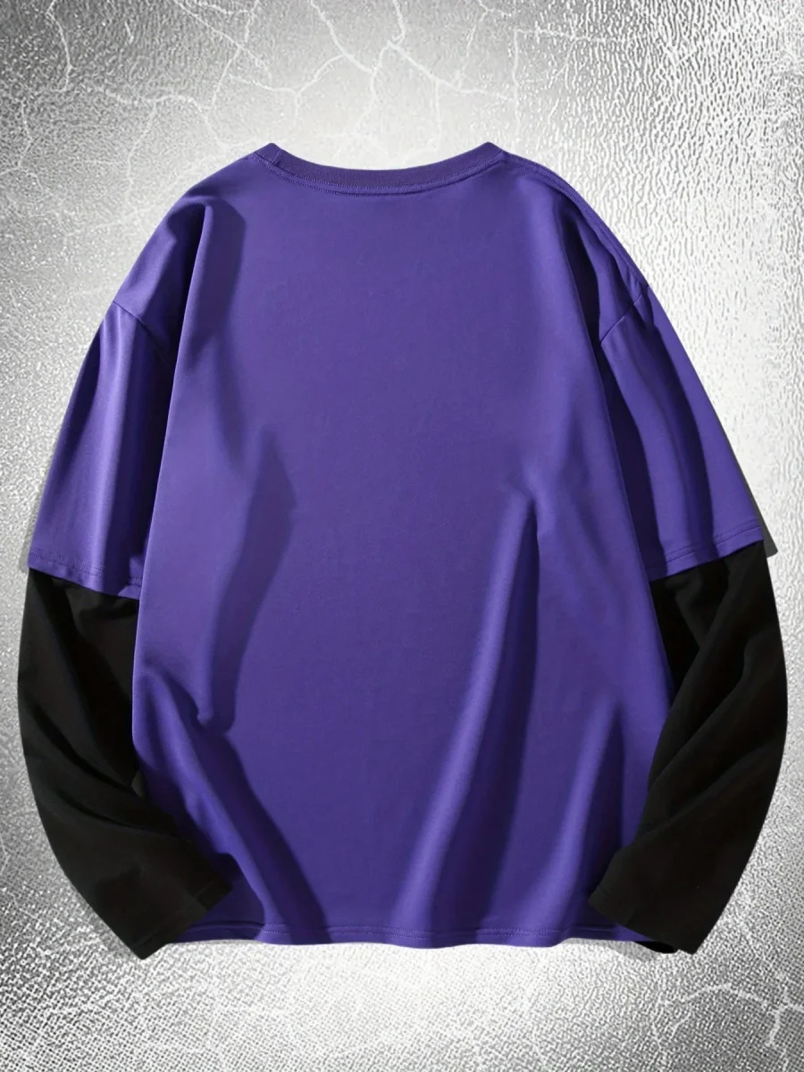 T-shirt Homme Manches Longues Bicolore Imprimé Dragon Épée - Imagen 8