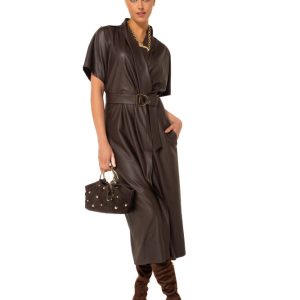 Vestido midi entallado de piel vegana CAROLINE BISS