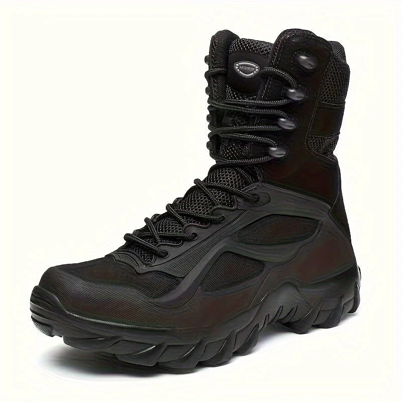 Bottes tactiques montantes noires à lacets et semelle crantée pour homme - Imagen 5