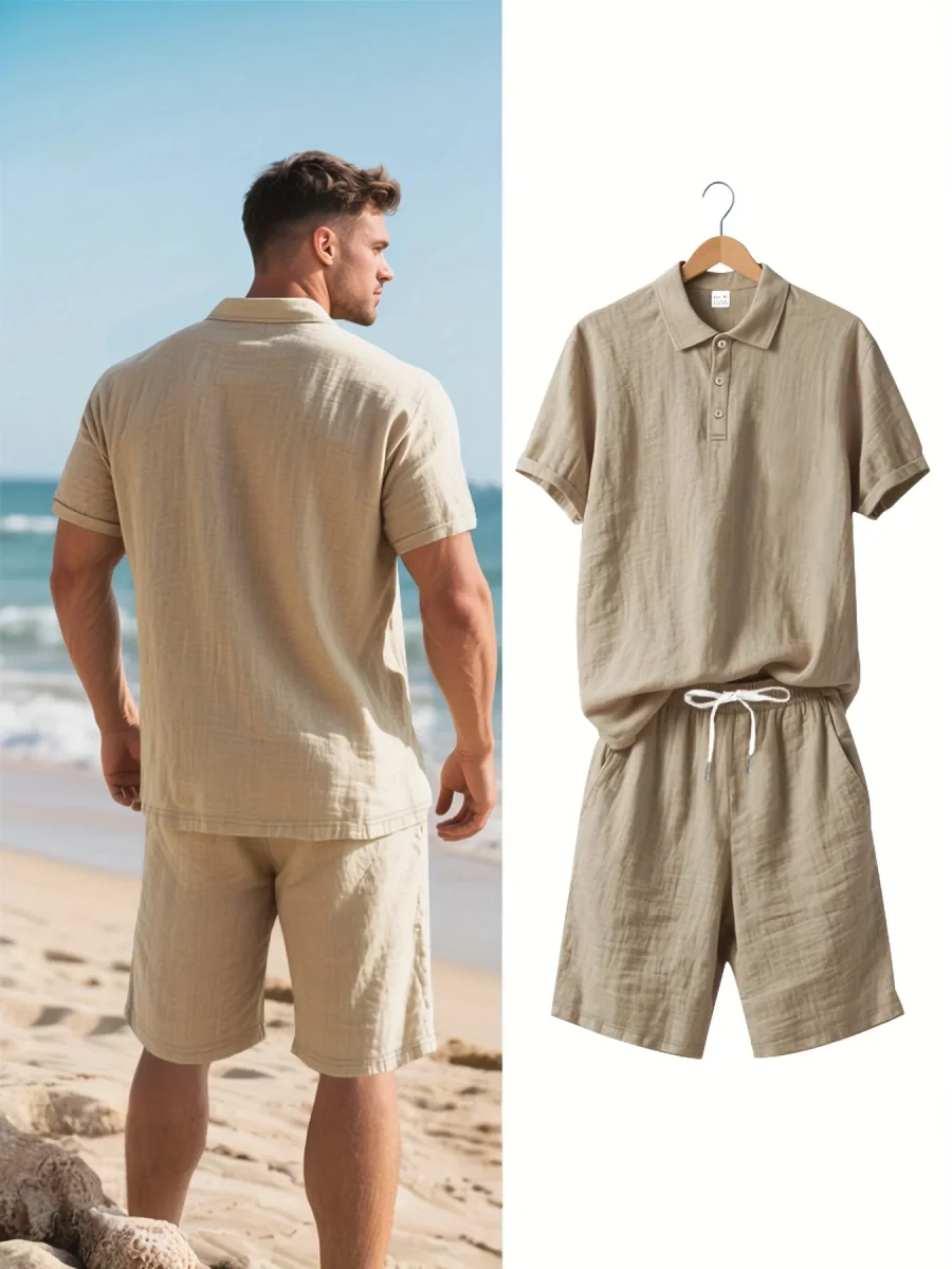Conjunto de ropa de lino para hombre - Imagen 4