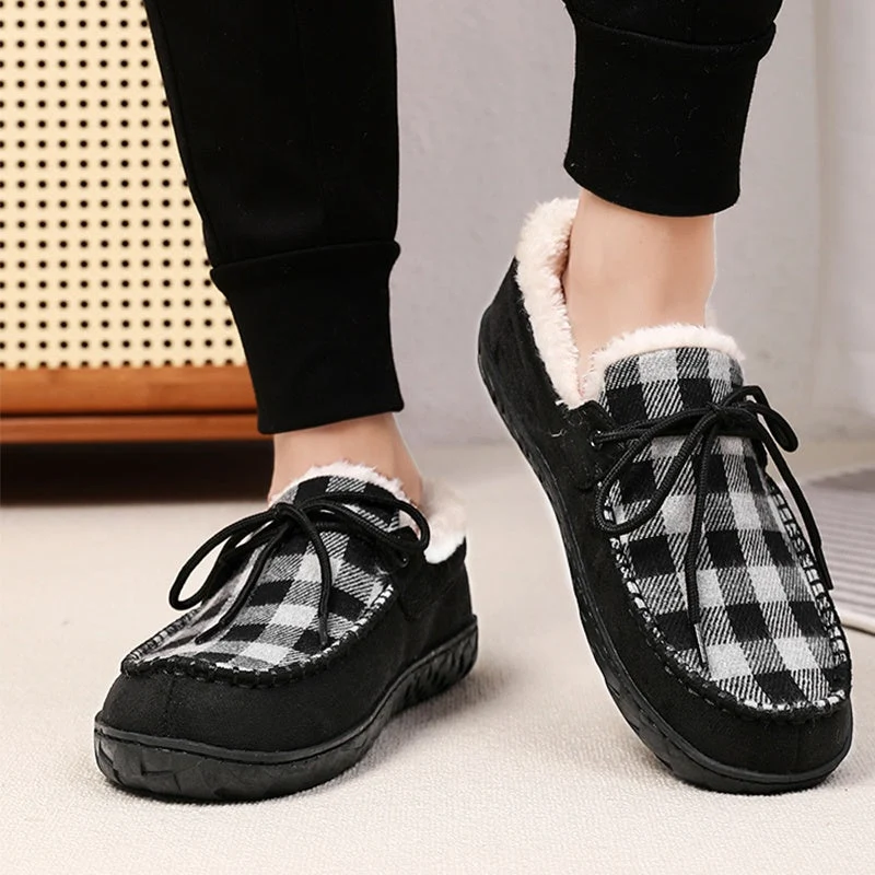 Mocassins Chaussons Doublés à Carreaux Marron pour Homme - Imagen 7
