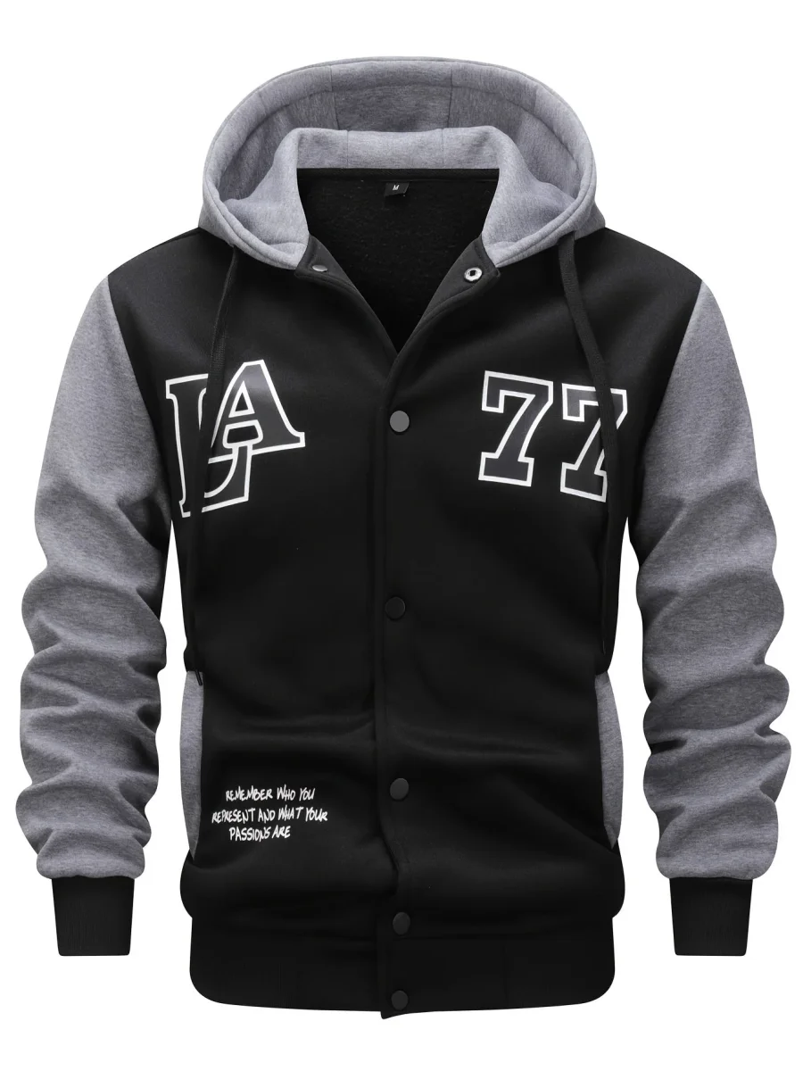 Veste sweat à capuche homme bicolore noir et gris imprimé - Imagen 3
