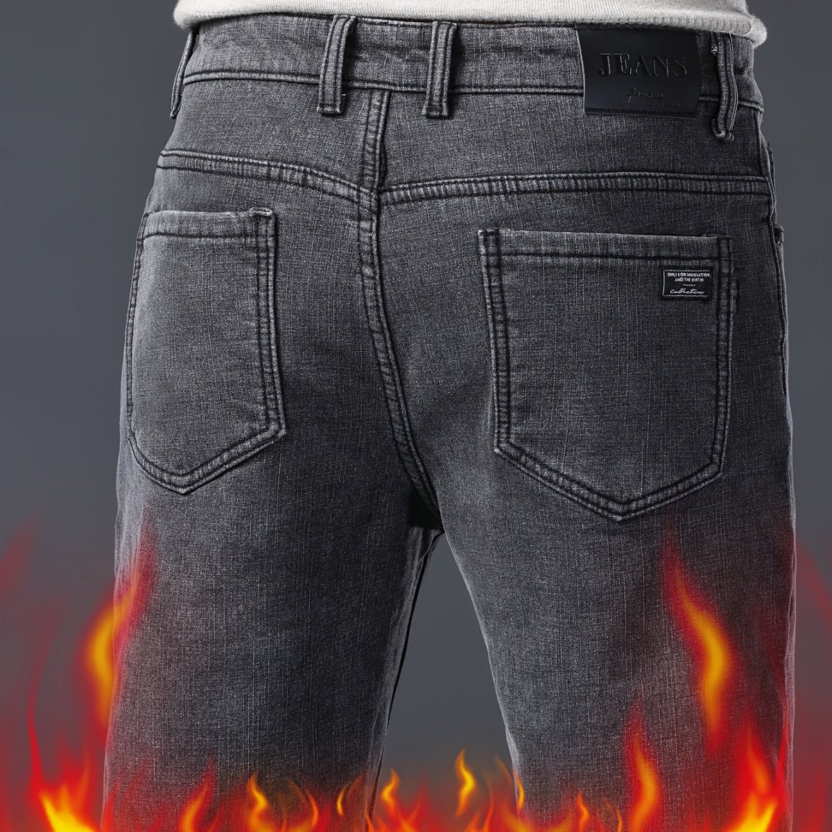 Jean homme gris foncé délavé style décontracté avec 5 poches - Imagen 7
