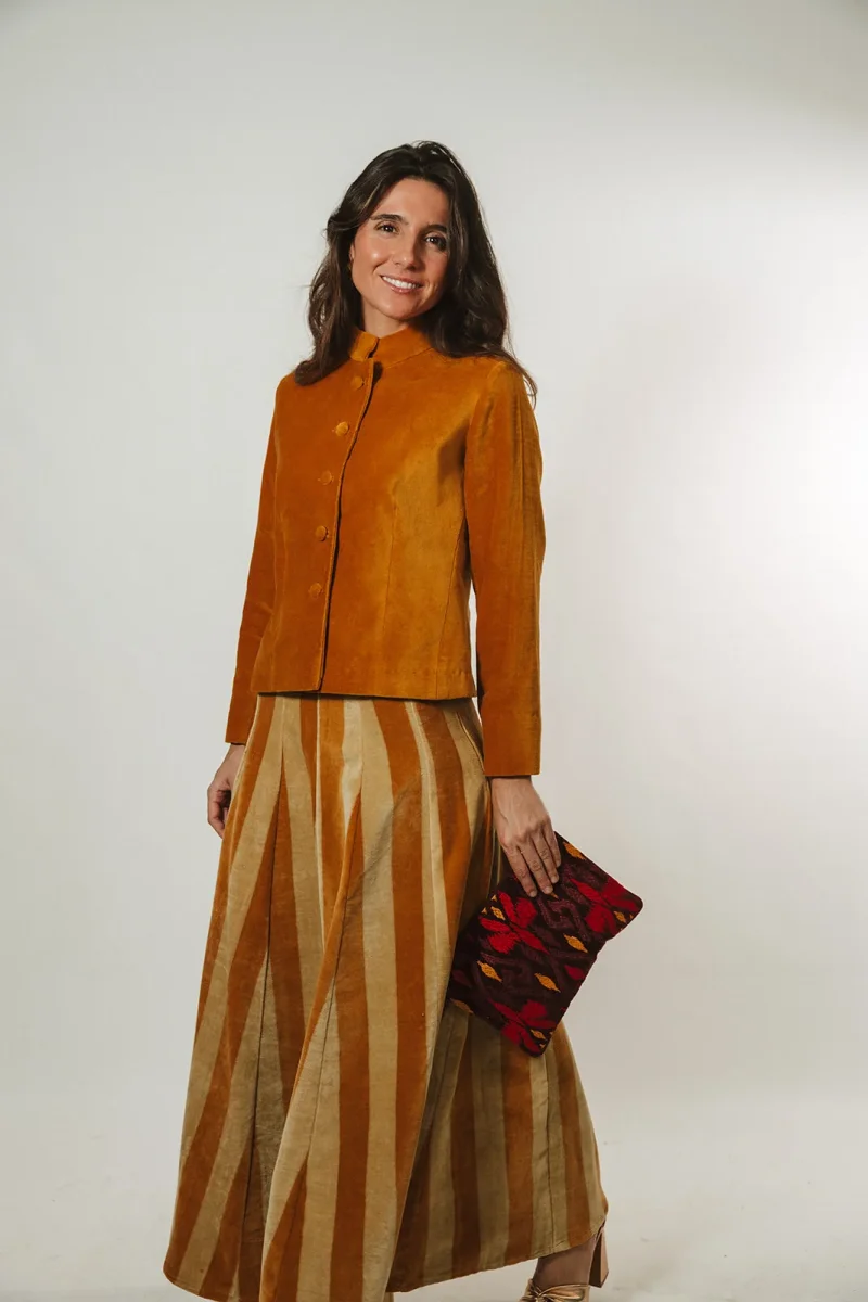 FALDA TERCIOPELO OCRE RAYAS - Imagen 3