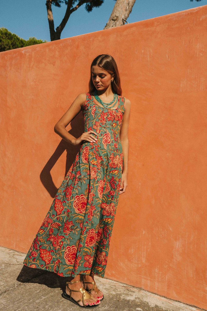 VESTIDO ALGODÓN VERDE - Imagen 4