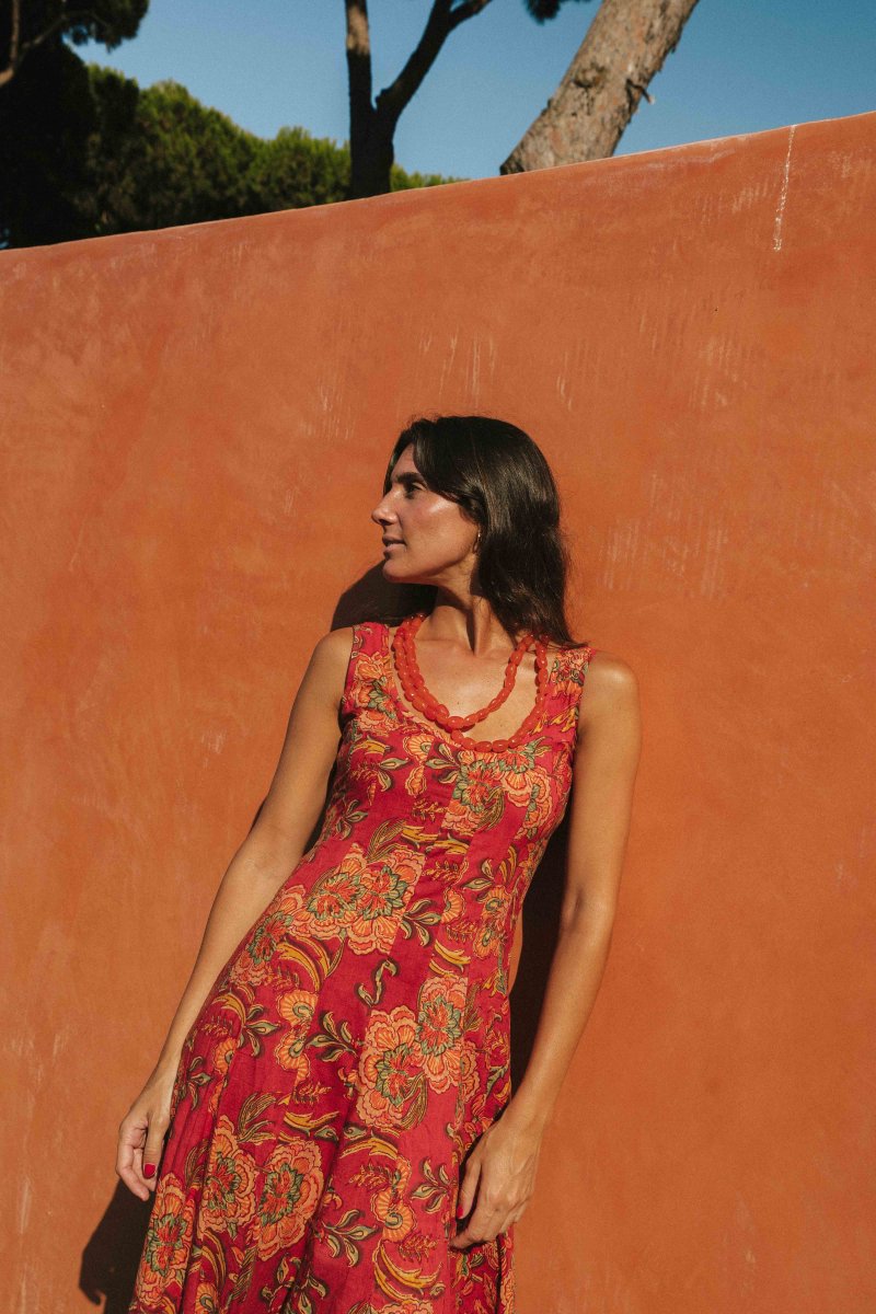 VESTIDO ALGODÓN ROJO - Imagen 3