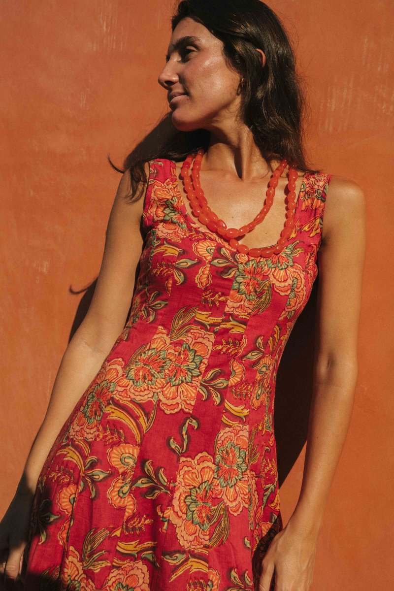 VESTIDO ALGODÓN ROJO - Imagen 4