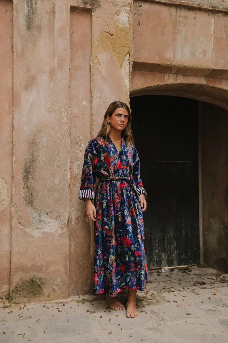 KIMONO TERCIOPELO AZUL MARINO - Imagen 2