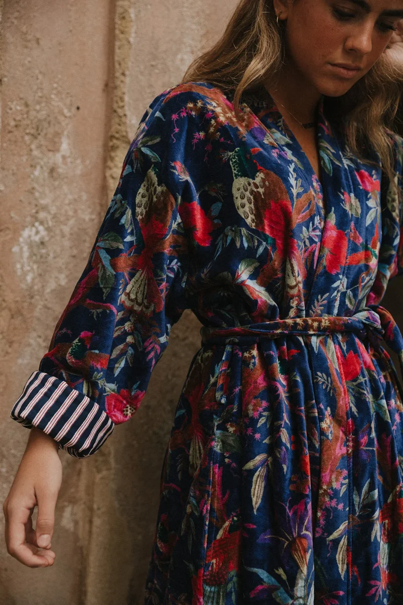 KIMONO TERCIOPELO AZUL MARINO - Imagen 3