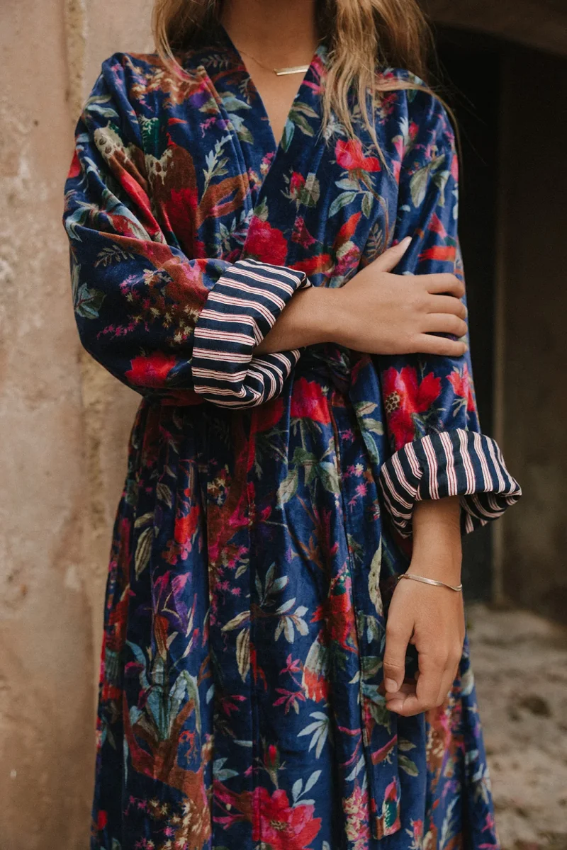 KIMONO TERCIOPELO AZUL MARINO - Imagen 4