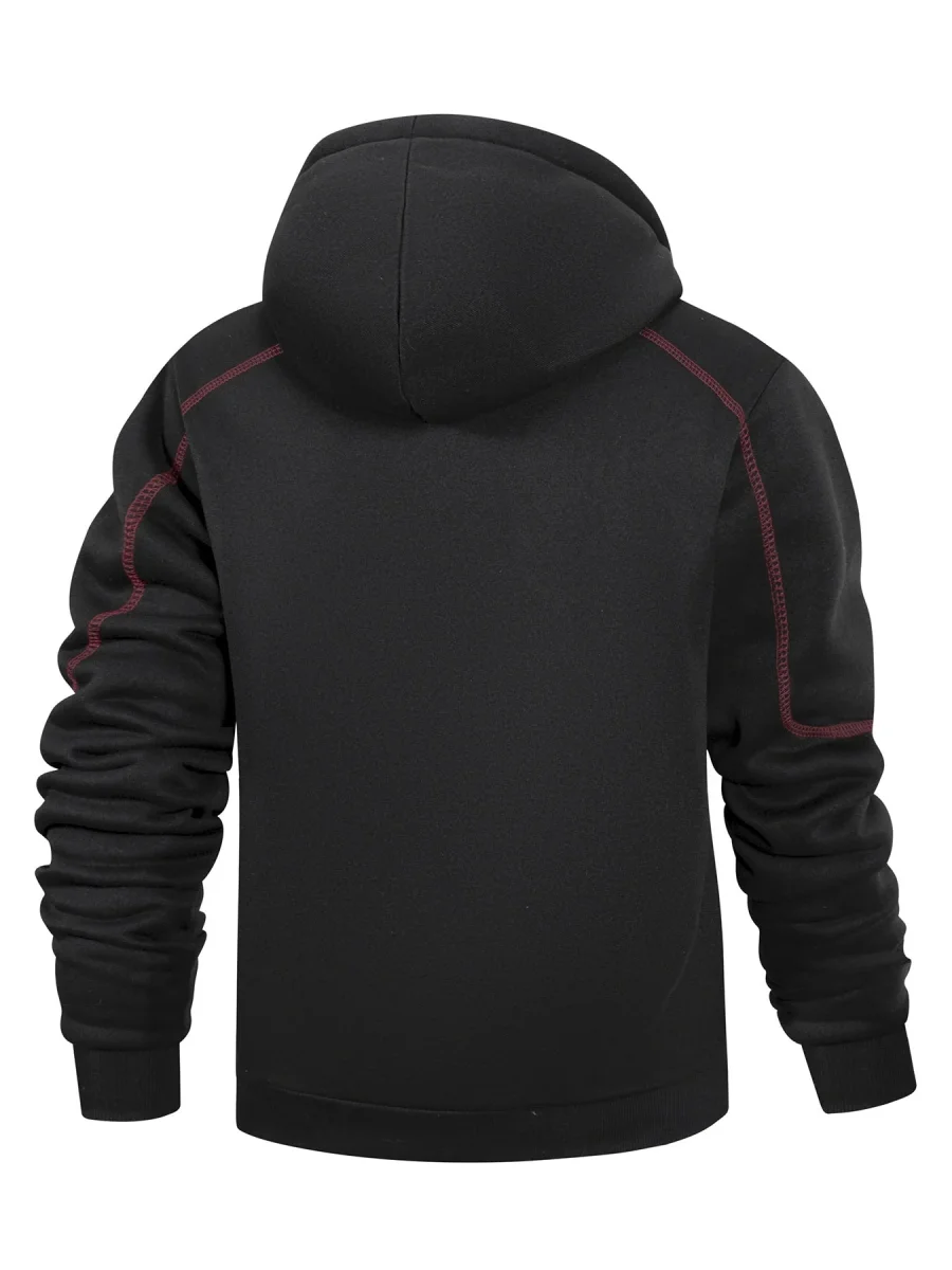 Lot de 2 Hoodies Homme Zippés Bicolores Chauds avec Capuche et Poches - Imagen 9