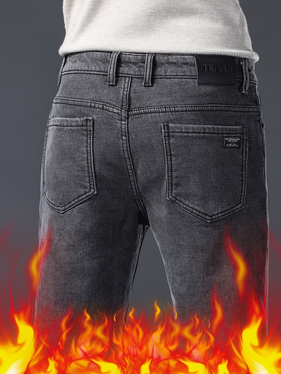 Jean homme gris foncé délavé style décontracté avec 5 poches - Imagen 2
