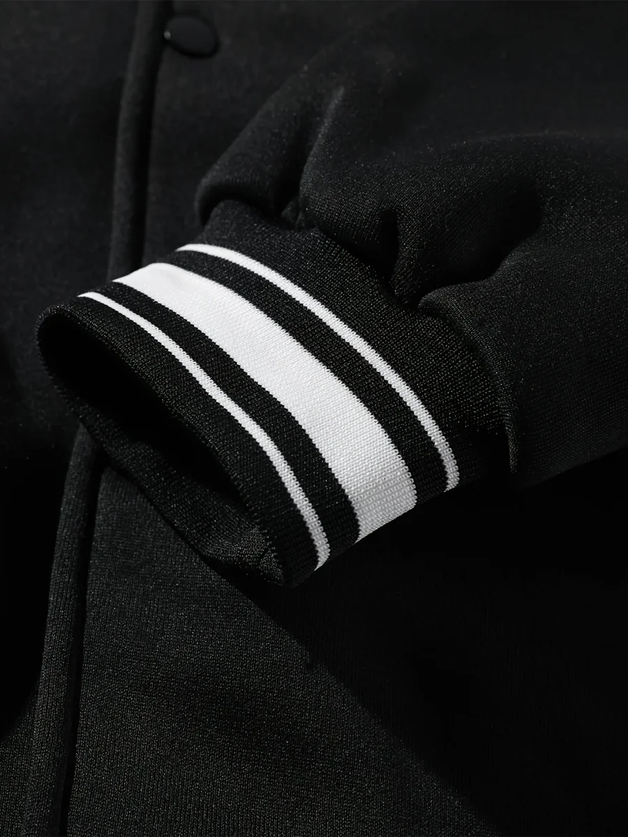 Veste bombardier décontractée à capuche pour homme avec broderies et rayures - Imagen 9