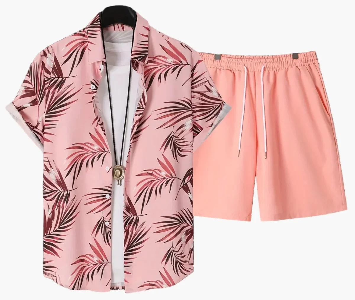 Ensemble Décontracté Estival pour Homme - Chemise Imprimée Palmiers & Short - Style Plage et Vacances - Imagen 3