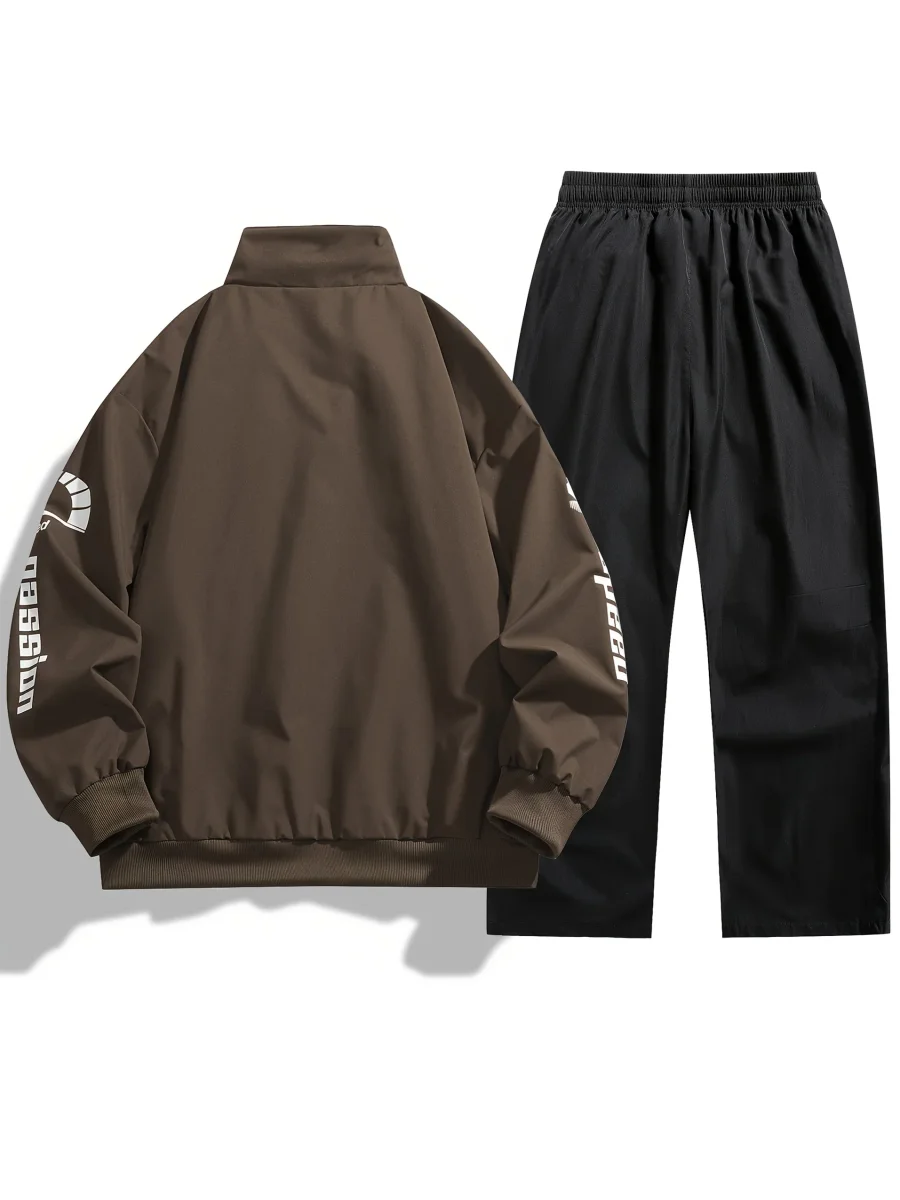 Ensemble de Survêtement Homme Style Racing Col Montant Fermeture Éclair - Imagen 5