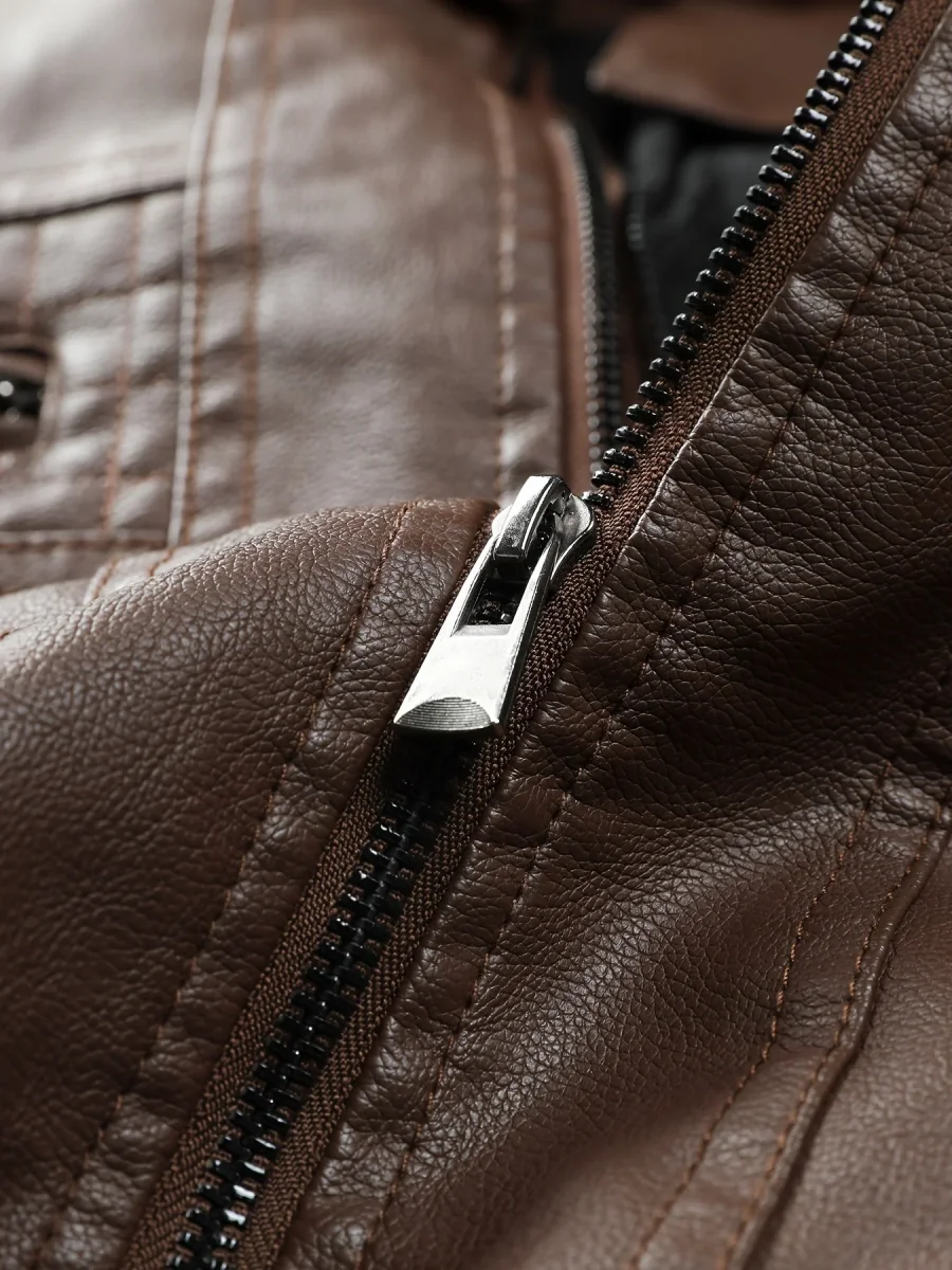 Blouson aviateur homme marron avec capuche amovible et doublure chaude - Imagen 9