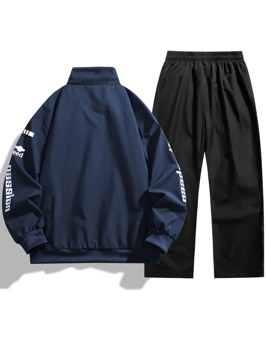 Ensemble de Survêtement Homme Style Racing Col Montant Fermeture Éclair - Imagen 7