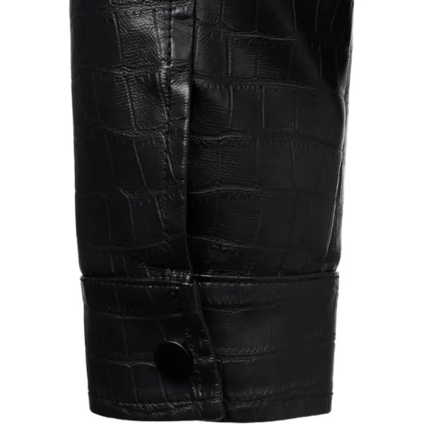 Chaqueta de aviador para hombre de piel auténtica, estampado de cocodrilo, estilo bomber. - Imagen 7