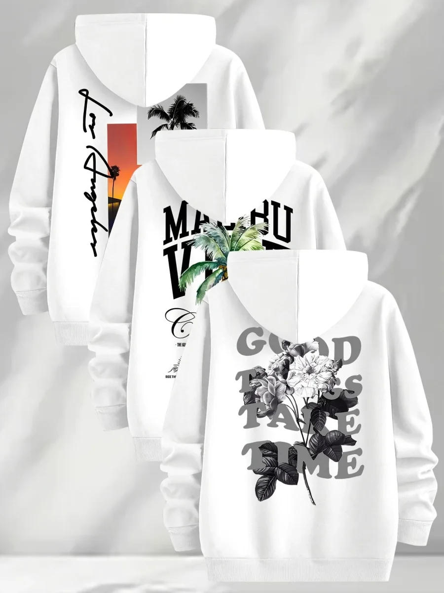 Lot de 3 Hoodies à Capuche Imprimés pour Homme Multicolore Décontracté - Imagen 5
