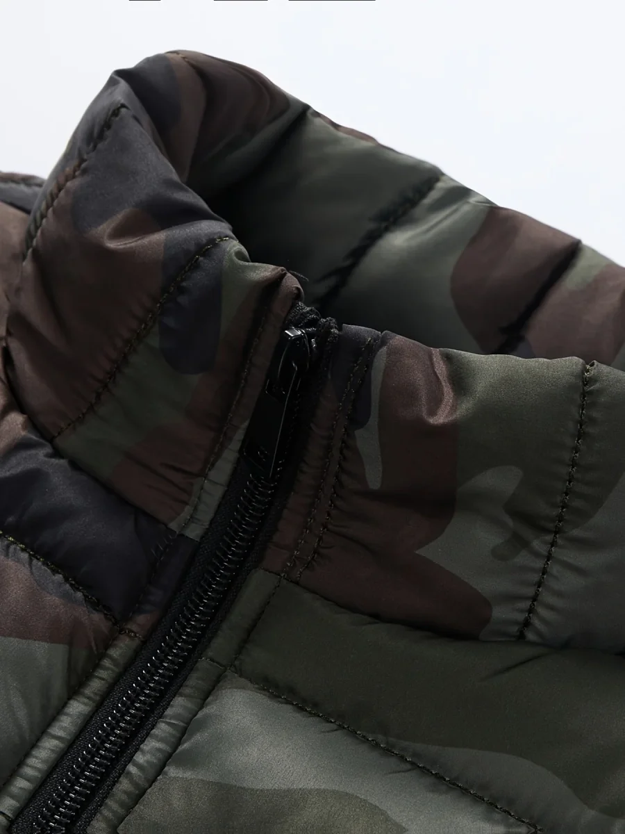 Doudoune sans manches homme matelassée motif camouflage vert militaire - Imagen 8