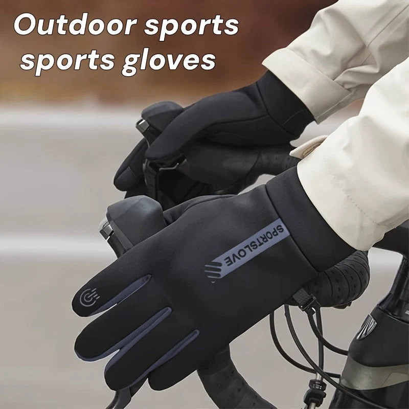 Gants chauds tactiles noirs et gris pour l'hiver, coupe-vent - Imagen 3