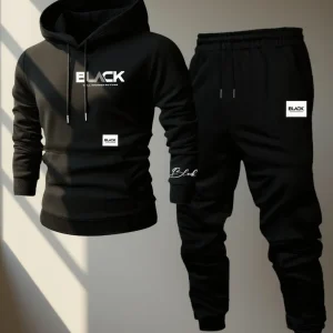 Ensemble Survêtement Homme Capuche et Pantalon Jogging Uni avec Cordon