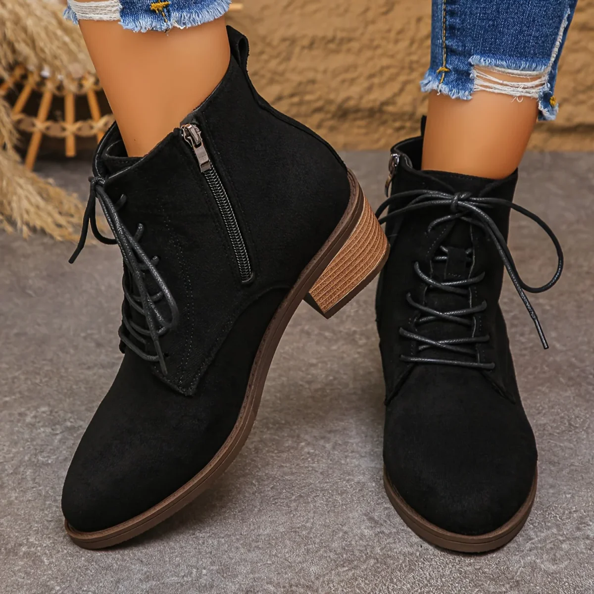 Bottes courtes à lacets pour femme – Plusieurs couleurs disponibles - Imagen 9