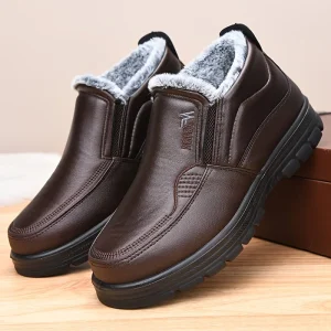 Bottes courtes homme fourrées marron foncé antidérapantes