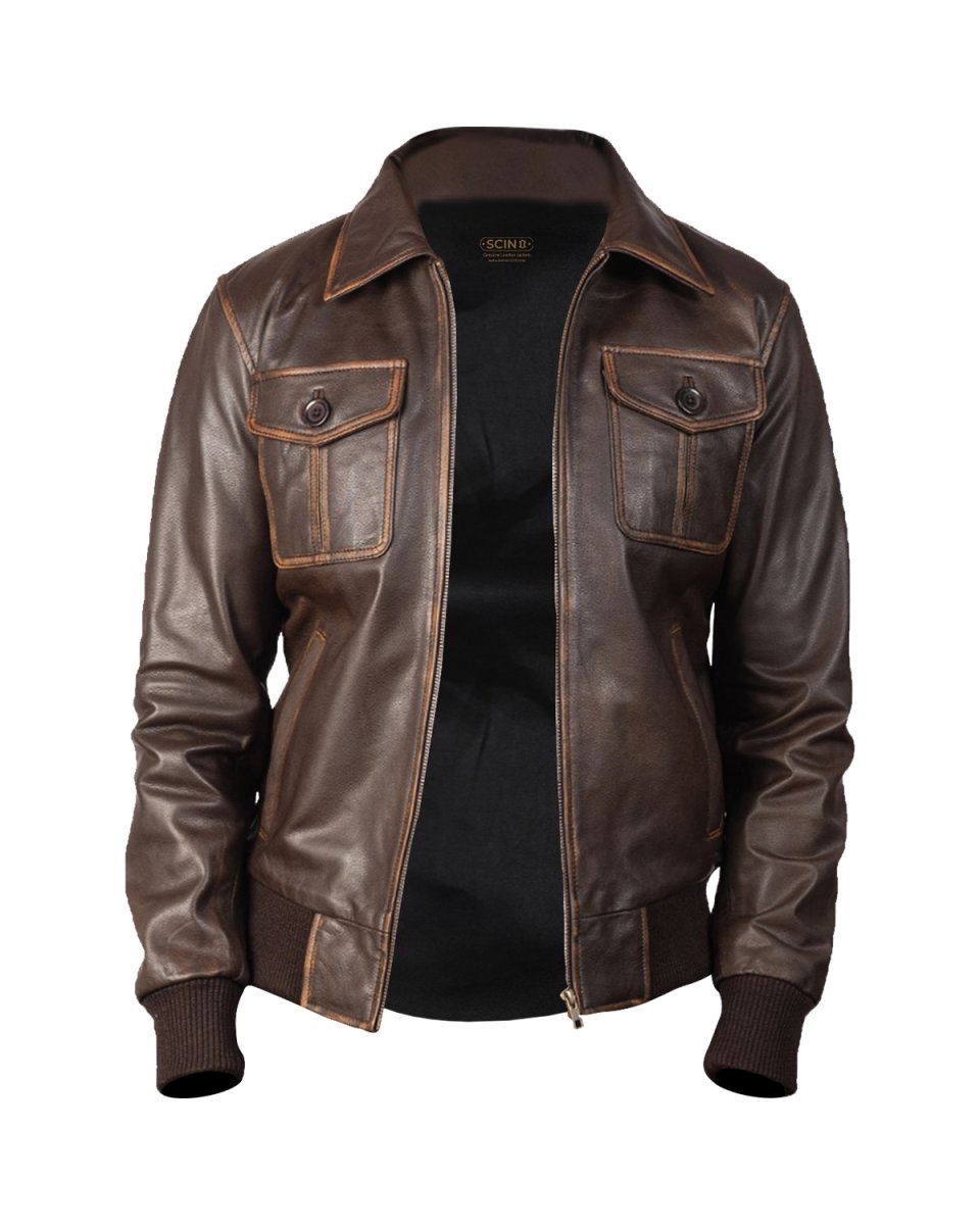 Chaqueta bomber de cuero auténtico Luis