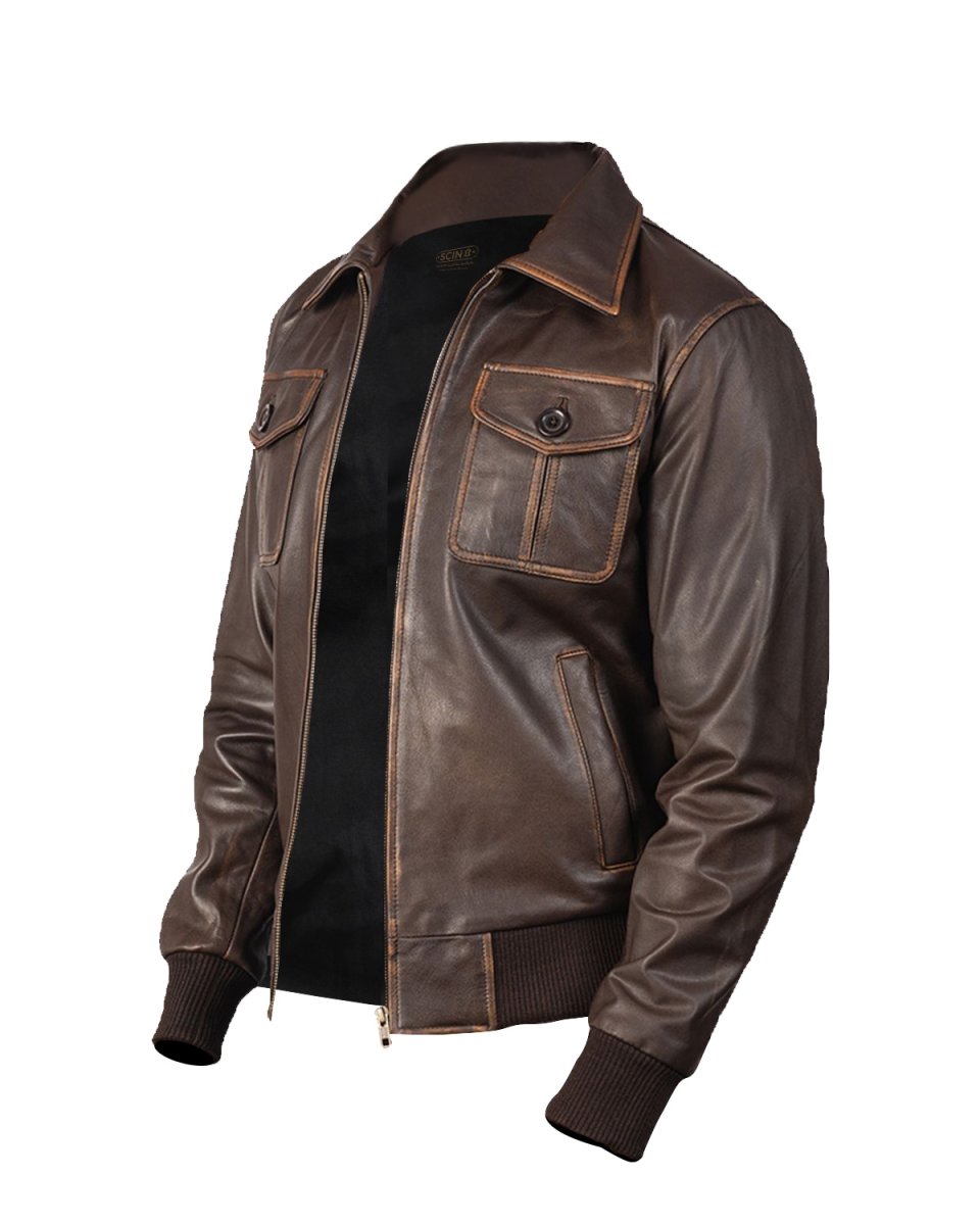 Chaqueta bomber de cuero auténtico Luis - Imagen 4