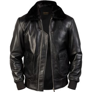 Chaqueta bomber de cuero auténtico para hombre G-1