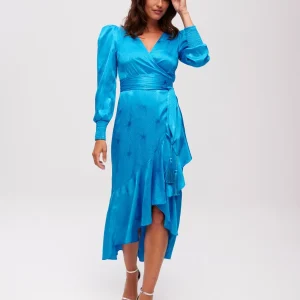 Vestido midi wrap con volante jcqrd