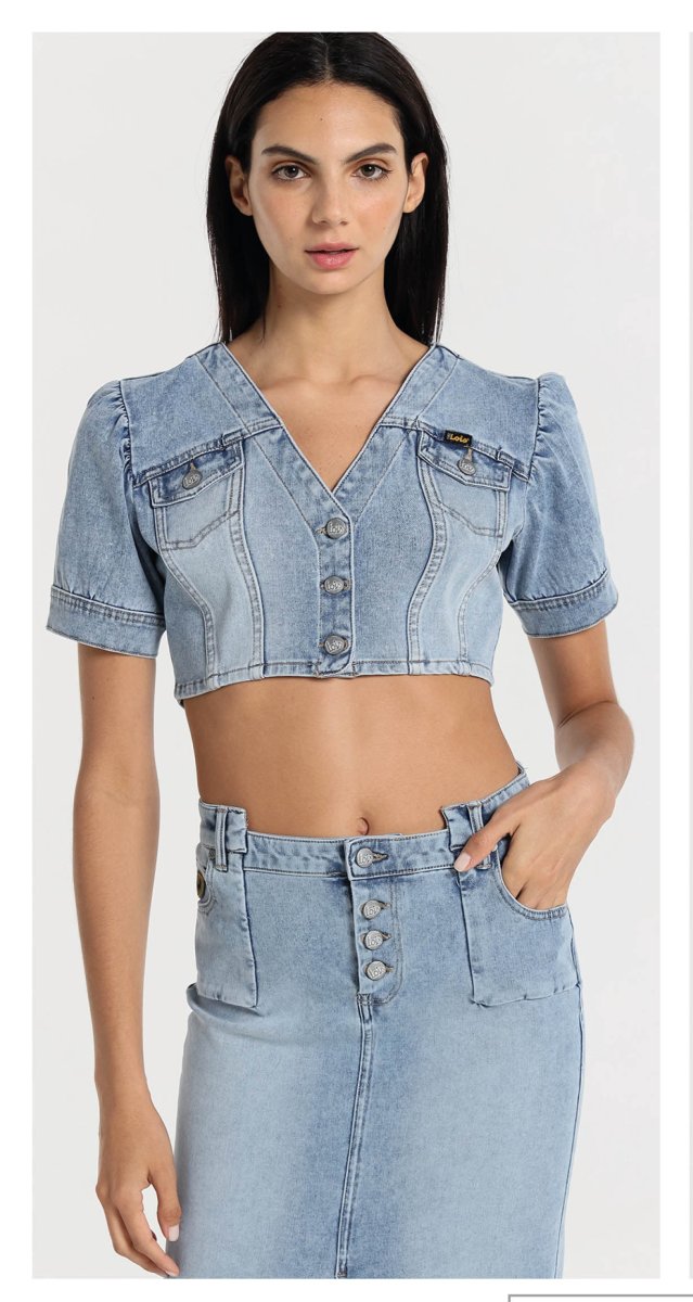 "Grace Carine" top camisa denim Lois - Imagen 5