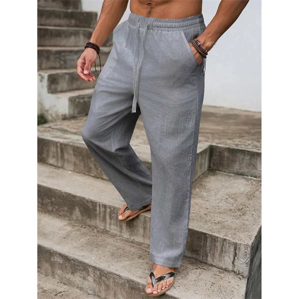 Pantalones informales de algodón y lino - Imagen 7