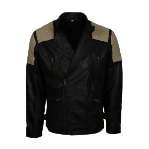 Chaqueta de motorista Inferno para hombre en auténtica piel negra.