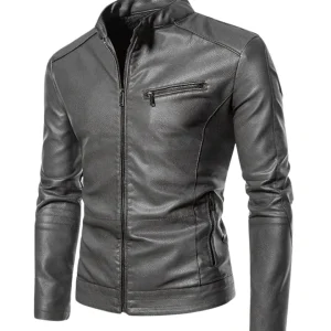 Elegante chaqueta de moto de piel