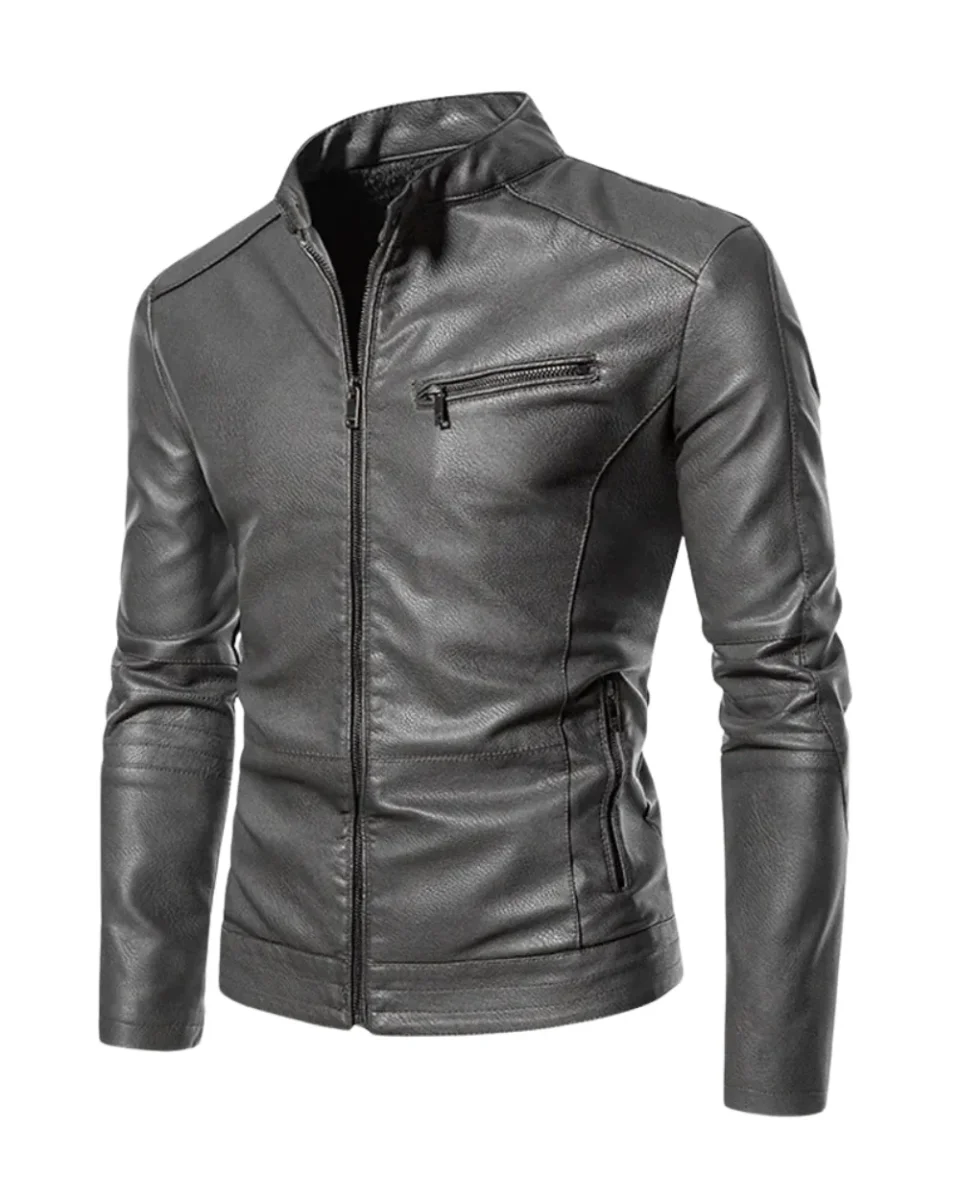 Elegante chaqueta de moto de piel - Imagen 2
