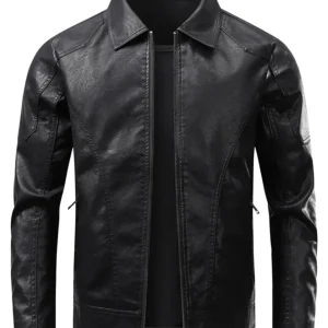 Elegante chaqueta motera de piel