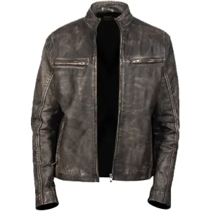 Chaqueta de cuero genuino para motociclista Lewis