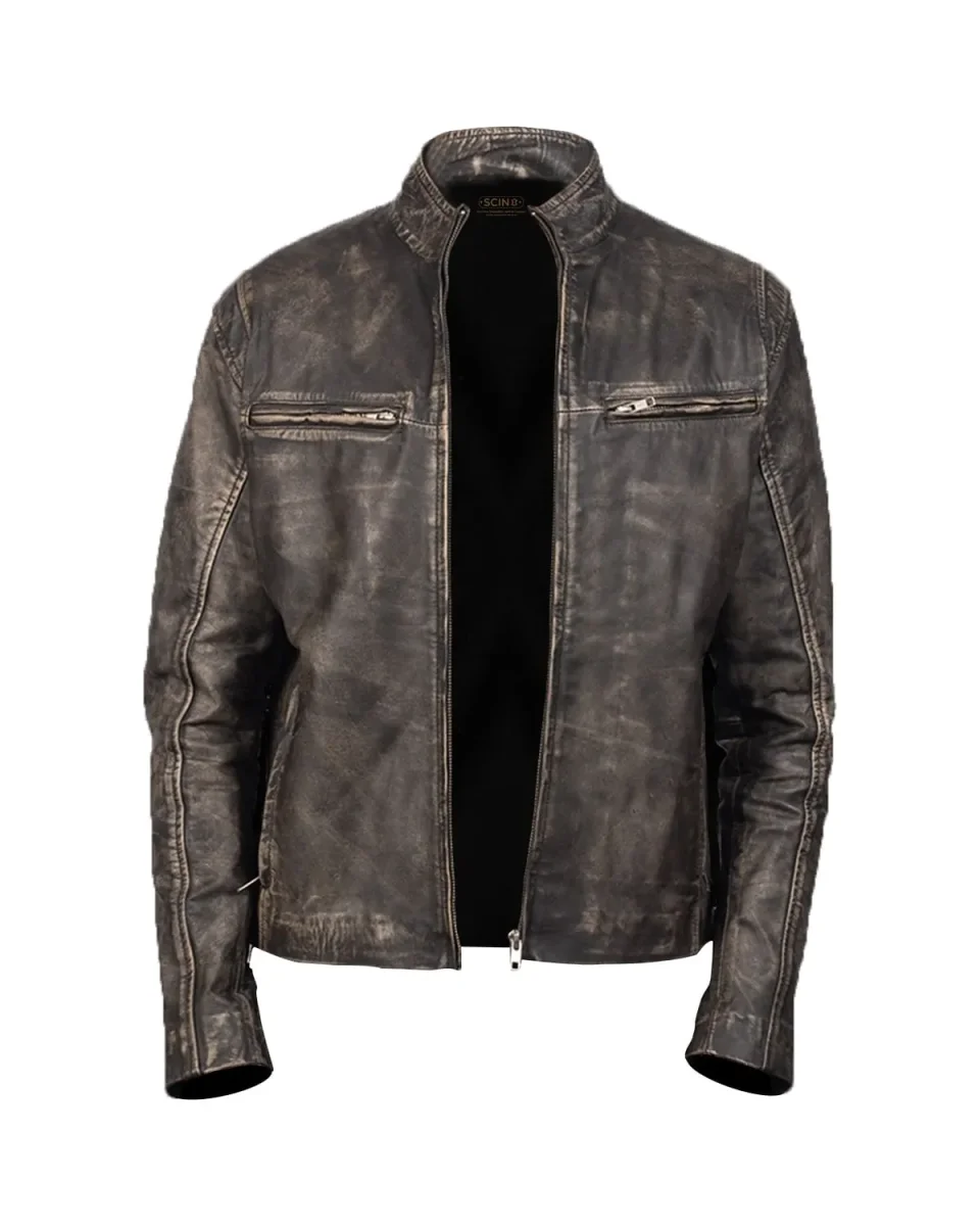 Chaqueta de cuero genuino para motociclista Lewis - Imagen 2
