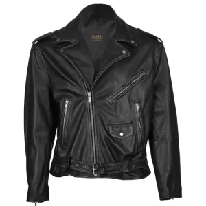 Chaqueta de moto para hombre de piel de oveja con cinturón
