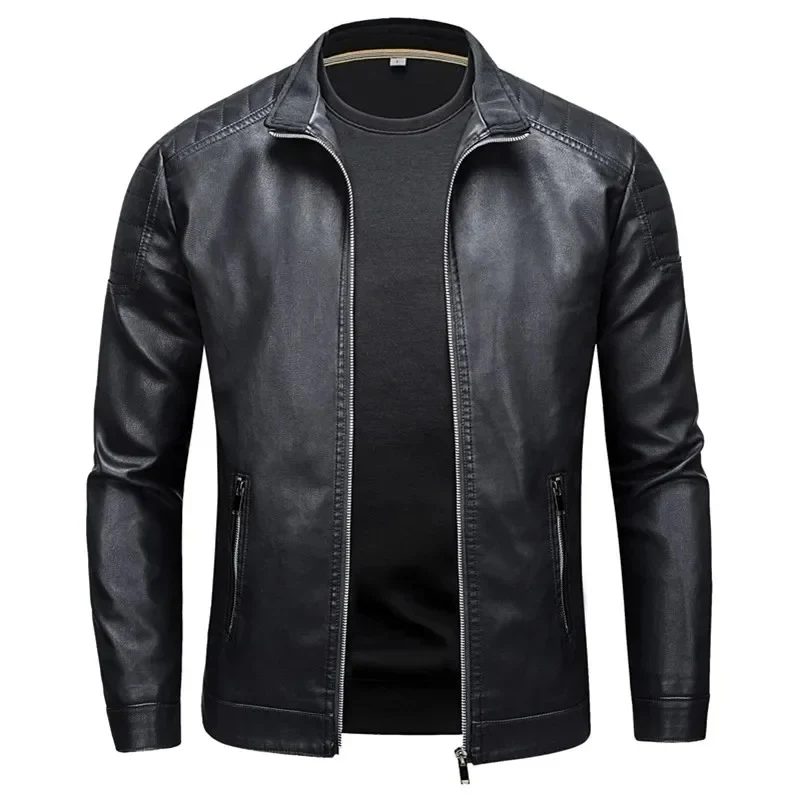 Chaqueta de cuero con cuello alto - Imagen 3