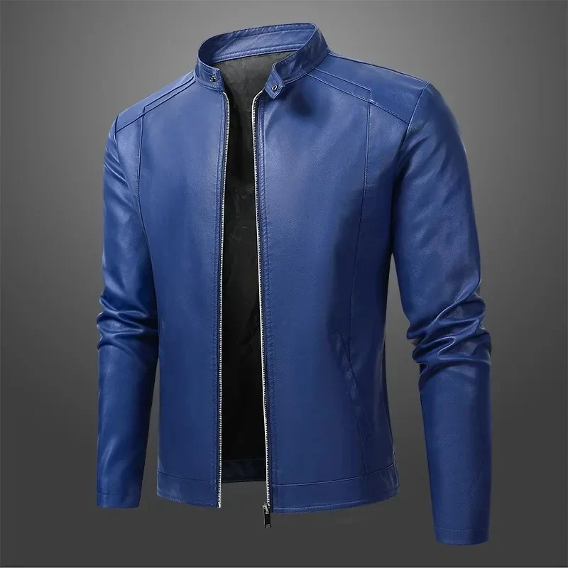 Elegante chaqueta de cuero de estilo motero para hombre - Imagen 4