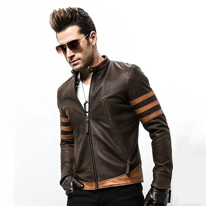 Elegante chaqueta de cuero a rayas - Imagen 4