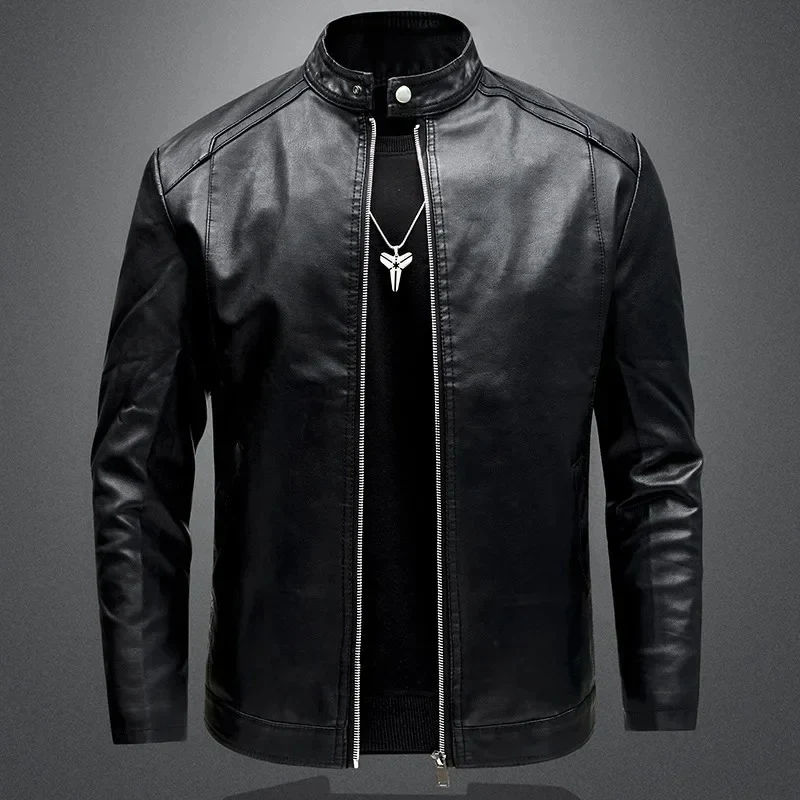 Elegante chaqueta de cuero de estilo motero para hombre - Imagen 3