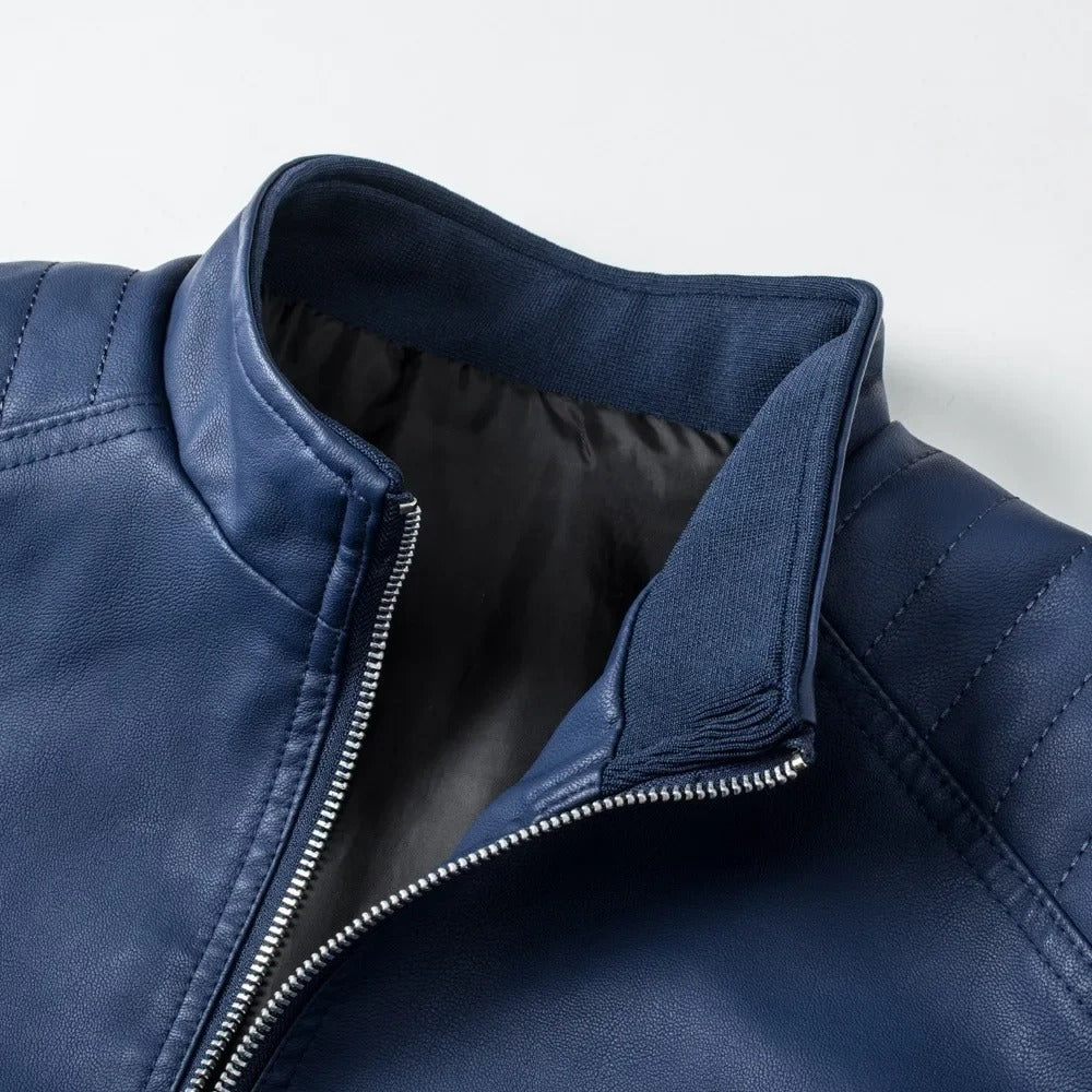 Chaqueta de cuero con cuello alto - Imagen 6