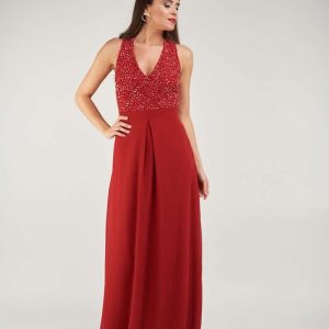 Vestido largo cruzado lentejuelas